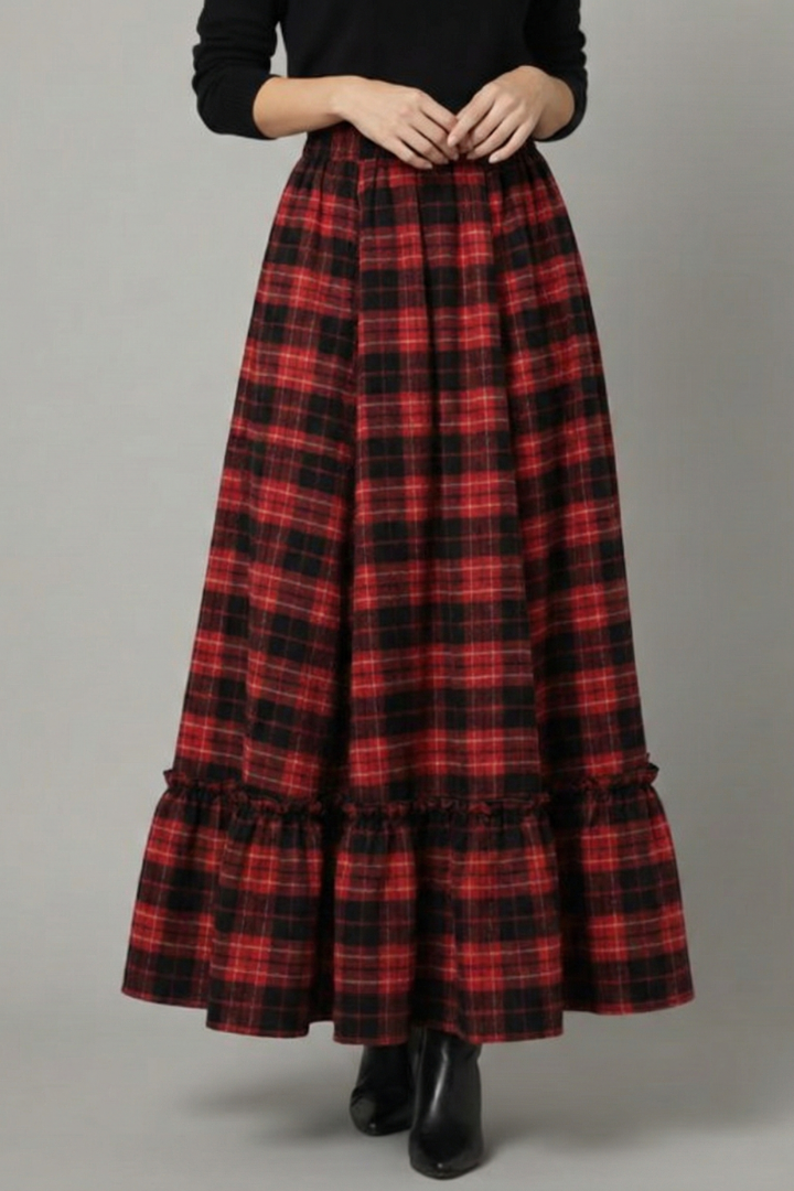 Vesperlyn | Casual High Waist Plaid Long Skirt for Women Style