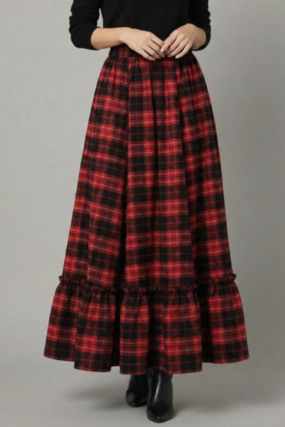 Vesperlyn | Casual High Waist Plaid Long Skirt for Women Style