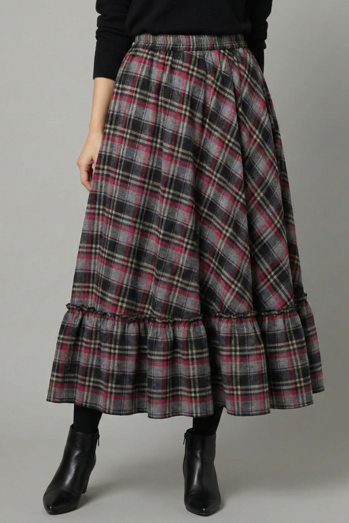 Vesperlyn | Casual High Waist Plaid Long Skirt for Women Style