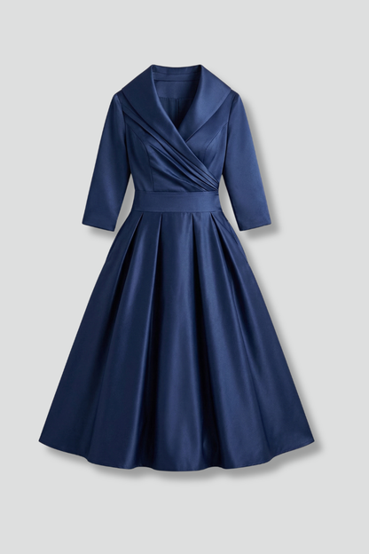 Bellamy | Formal Pleated Midi Wedding Guest Party Dress