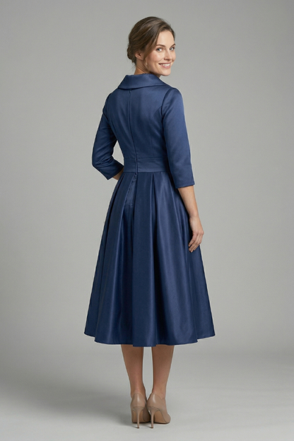 Bellamy | Formal Pleated Midi Wedding Guest Party Dress