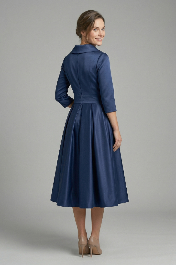 Kaelvyn | Formal Pleated Dress with Wrap Neck