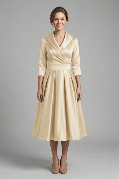 Kaelvyn | Formal Pleated Dress with Wrap Neck