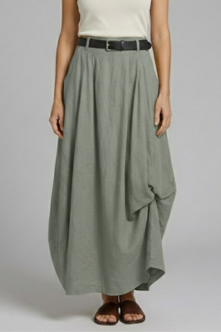 Mireille | Fashion Belted Flowy Midi Skirt for Women Style