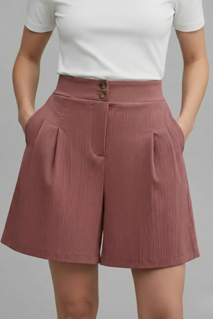 Florenne | Button-Front Linen Summer Shorts with Casual Style