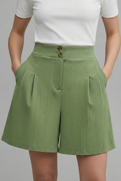 Florenne | Button-Front Linen Summer Shorts with Casual Style