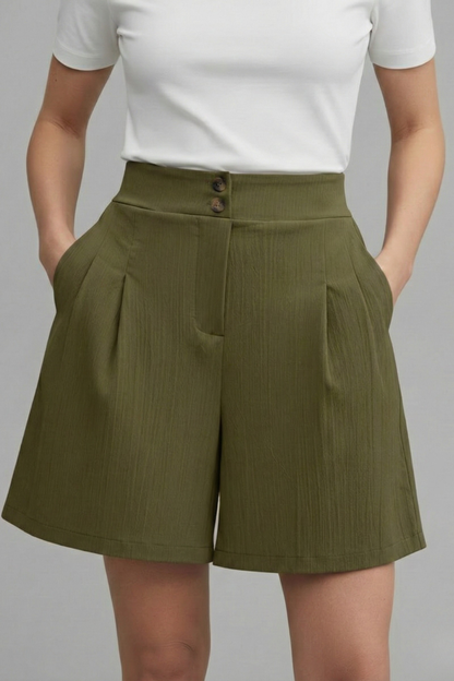 Florenne | Button-Front Linen Summer Shorts with Casual Style