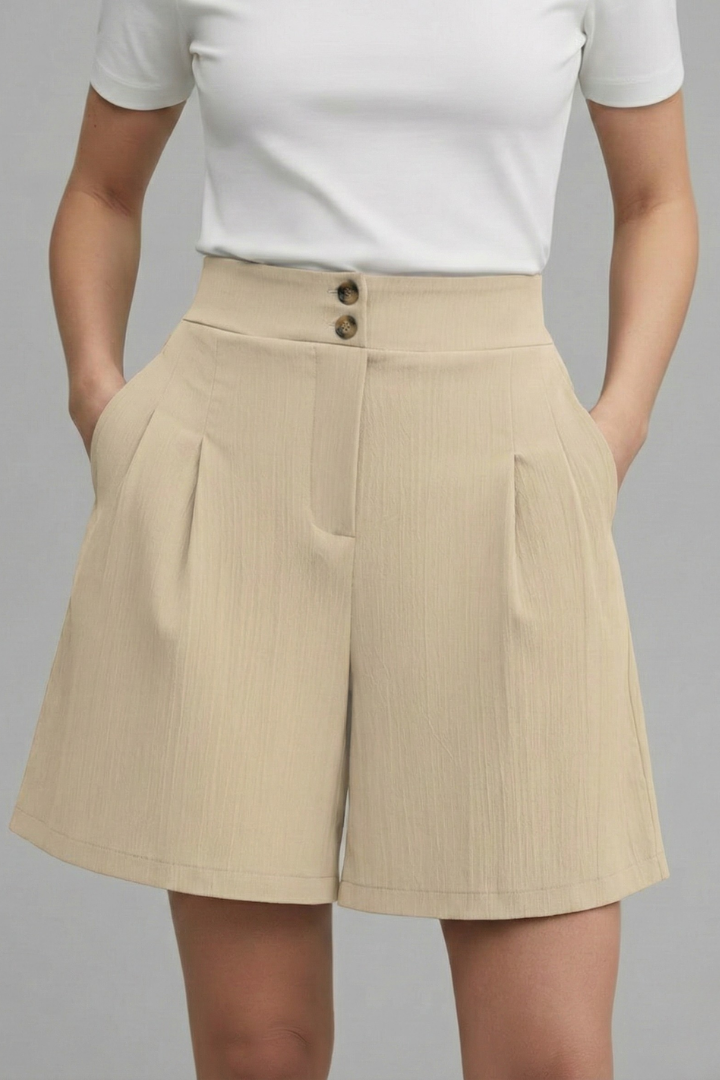 Florenne | Button-Front Linen Summer Shorts with Casual Style