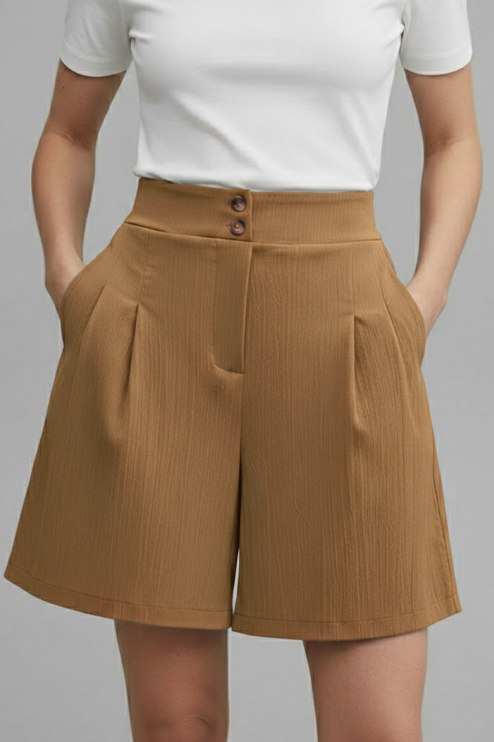 Florenne | Button-Front Linen Summer Shorts with Casual Style