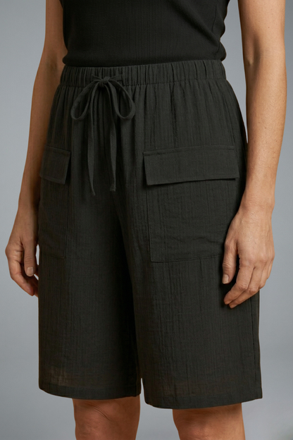 Aurenza | Casual Elastic Waist Drawstring Shorts with Front Pocket Design