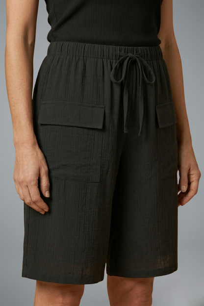 Aurenza | Casual Elastic Waist Drawstring Shorts with Front Pocket Design
