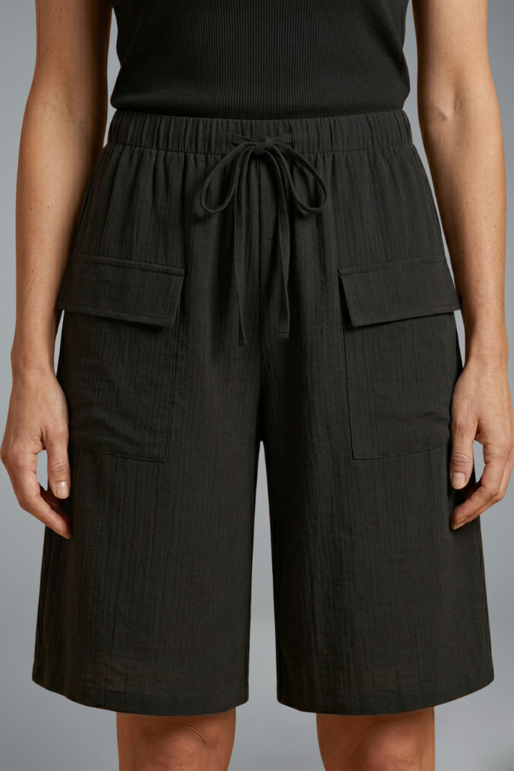 Aurenza | Casual Elastic Waist Drawstring Shorts with Front Pocket Design