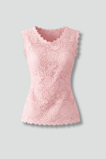 Ivana | Women's V-Neckline Blouse with Scalloped Lace Edging Design