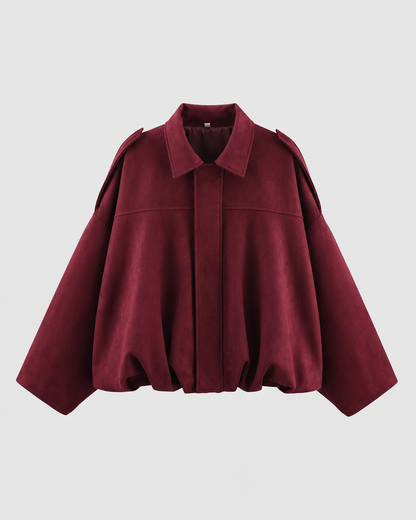Women's Suede Jacket - Cropped Zip Up Casual Jacket