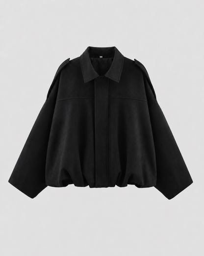 Women's Suede Jacket - Cropped Zip Up Casual Jacket