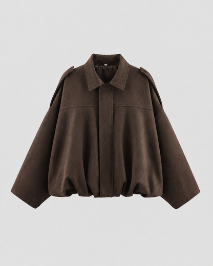 Women's Suede Jacket - Cropped Zip Up Casual Jacket