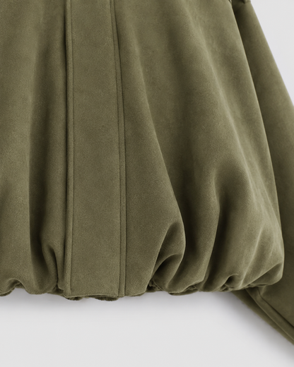 Women's Suede Jacket - Cropped Zip Up Casual Jacket