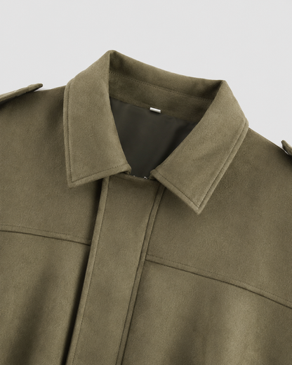 Women's Suede Jacket - Cropped Zip Up Casual Jacket