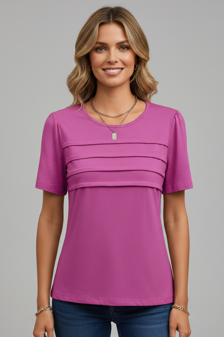 Tinsley | Stylish Layered Front T-Shirt with Round Neckline Casual Design