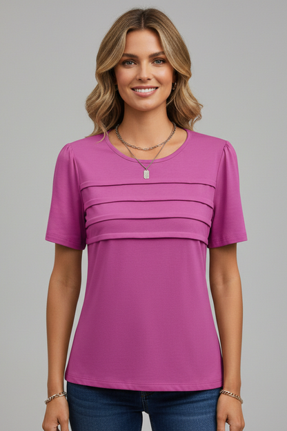 Tinsley | Stylish Layered Front T-Shirt with Round Neckline Casual Design