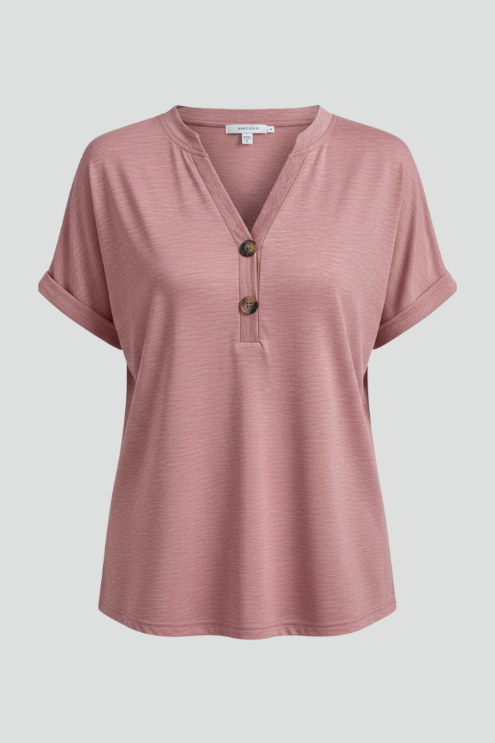 Kaira | Women's Button T-Shirt with Chic V-Neckline Design