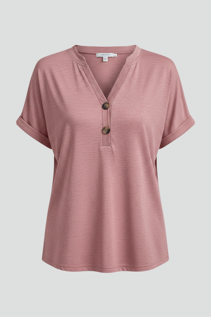 Kaira | Women's Button T-Shirt with Chic V-Neckline Design