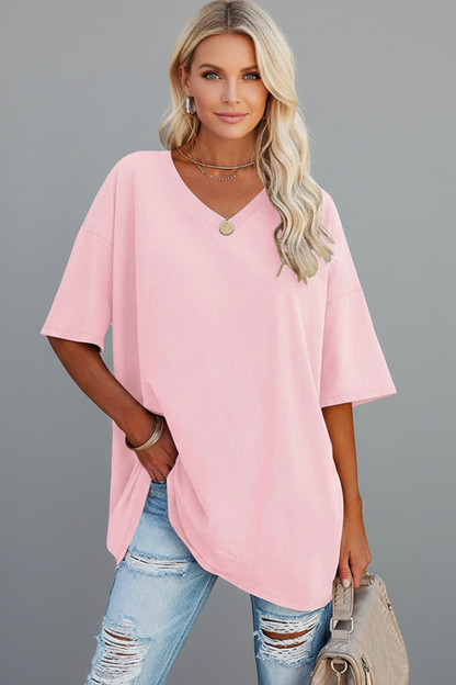 Milenda | Stunning V-Shaped T-Shirt with Dropped Shoulder Style