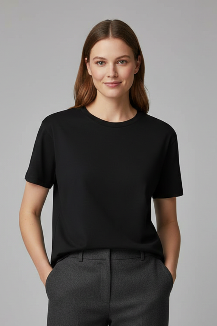 Clarisse | Women's Plain T-Shirt with Versatile Round Neckline Design