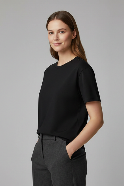 Clarisse | Women's Plain T-Shirt with Versatile Round Neckline Design