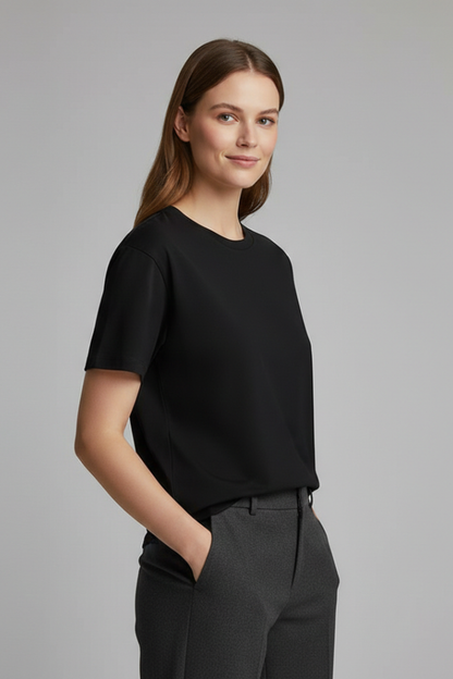 Clarisse | Women's Plain T-Shirt with Versatile Round Neckline Design