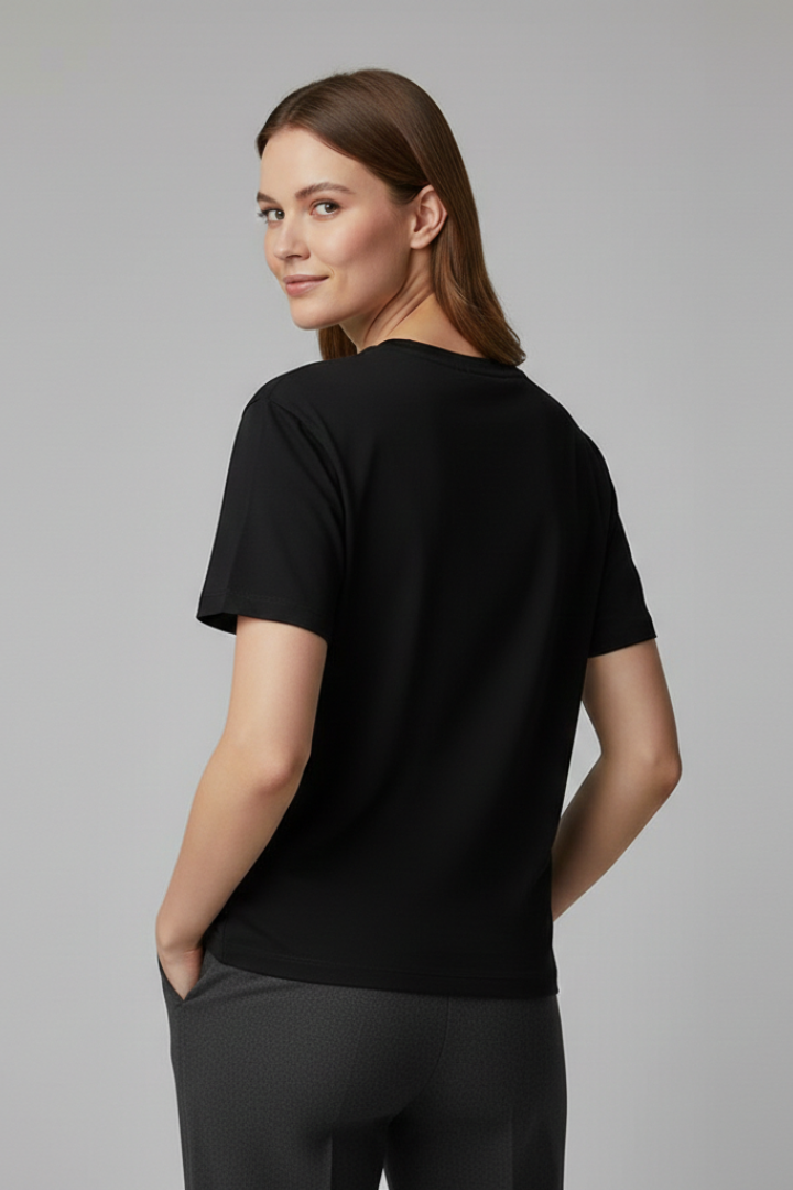 Clarisse | Women's Plain T-Shirt with Versatile Round Neckline Design
