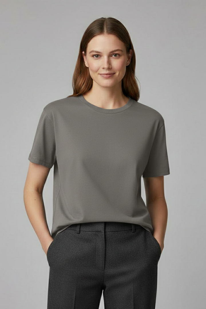 Clarisse | Women's Plain T-Shirt with Versatile Round Neckline Design