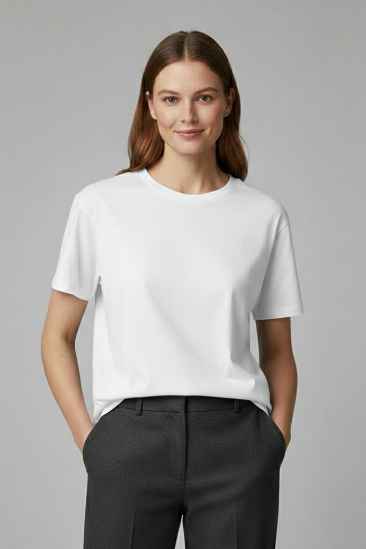 Clarisse | Women's Plain T-Shirt with Versatile Round Neckline Design