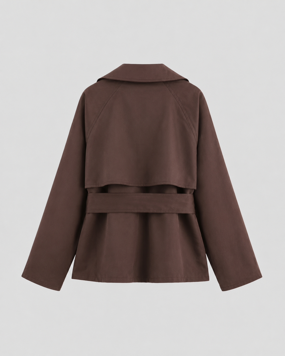 Women's Cropped Trench Coat - Double Breasted Tie Waist