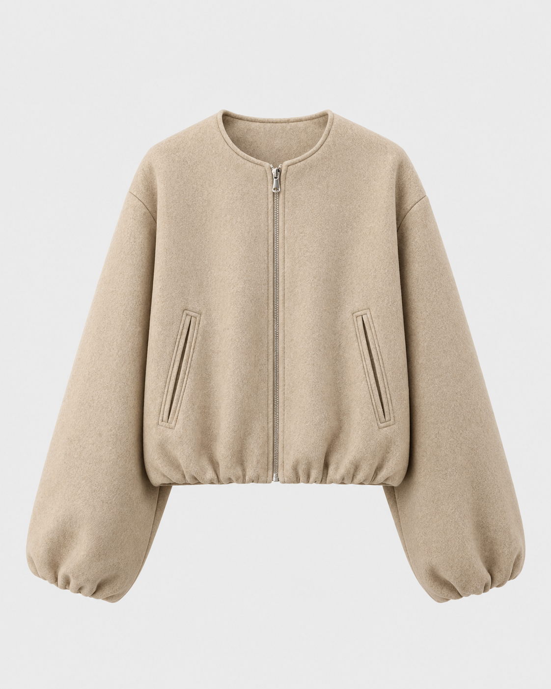 Women's Wool Blend Bomber Jacket - Cropped Winter Jacket