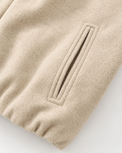 Women's Wool Blend Bomber Jacket - Cropped Winter Jacket