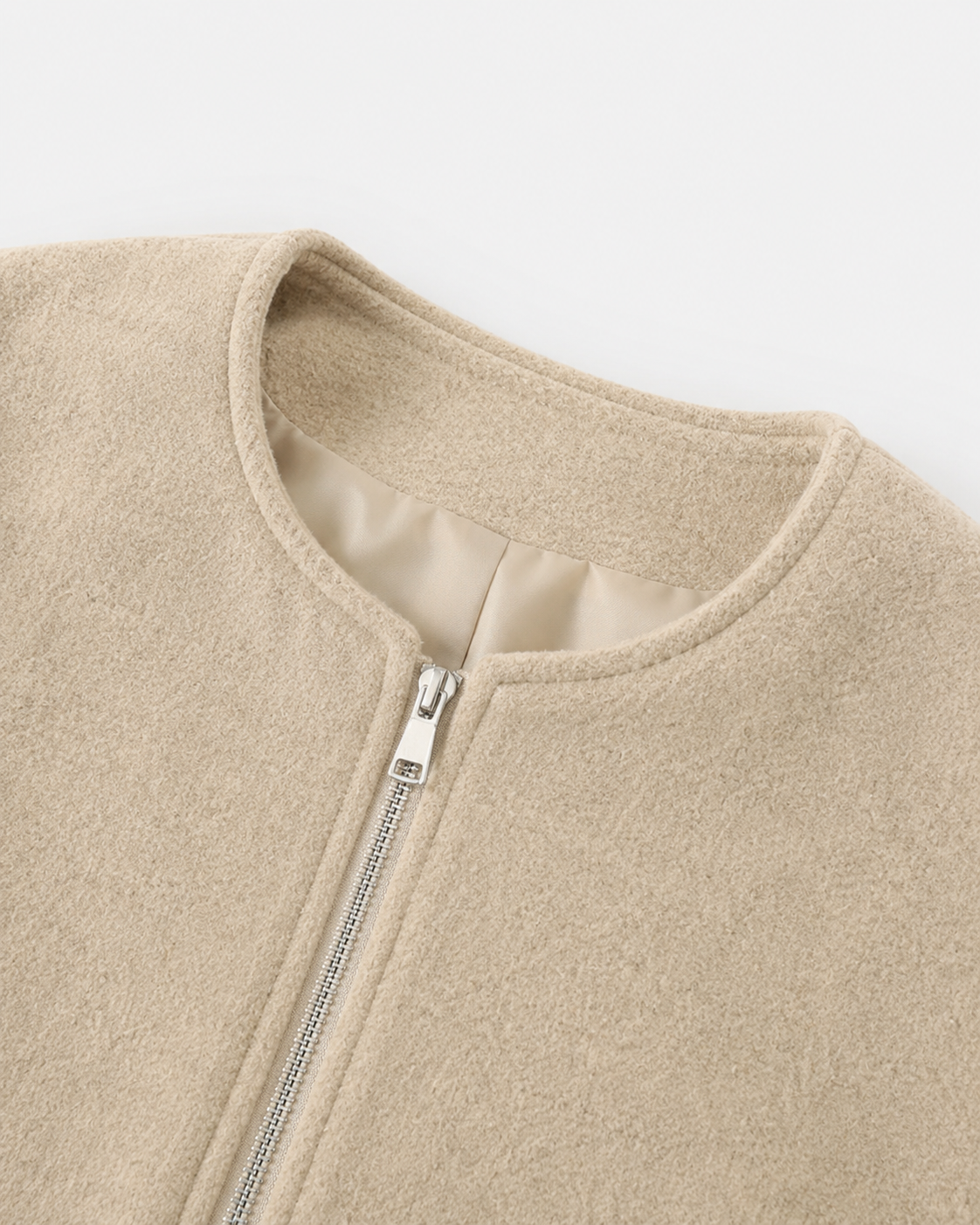 Women's Wool Blend Bomber Jacket - Cropped Winter Jacket