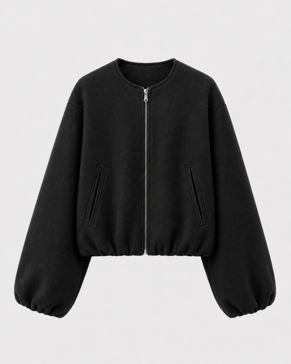 Women's Wool Blend Bomber Jacket - Cropped Winter Jacket