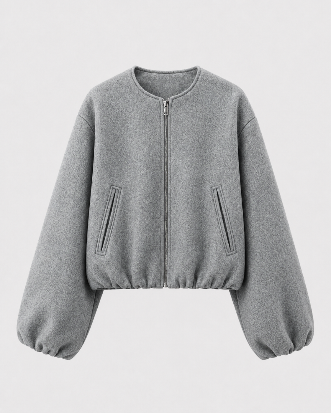 Women's Wool Blend Bomber Jacket - Cropped Winter Jacket