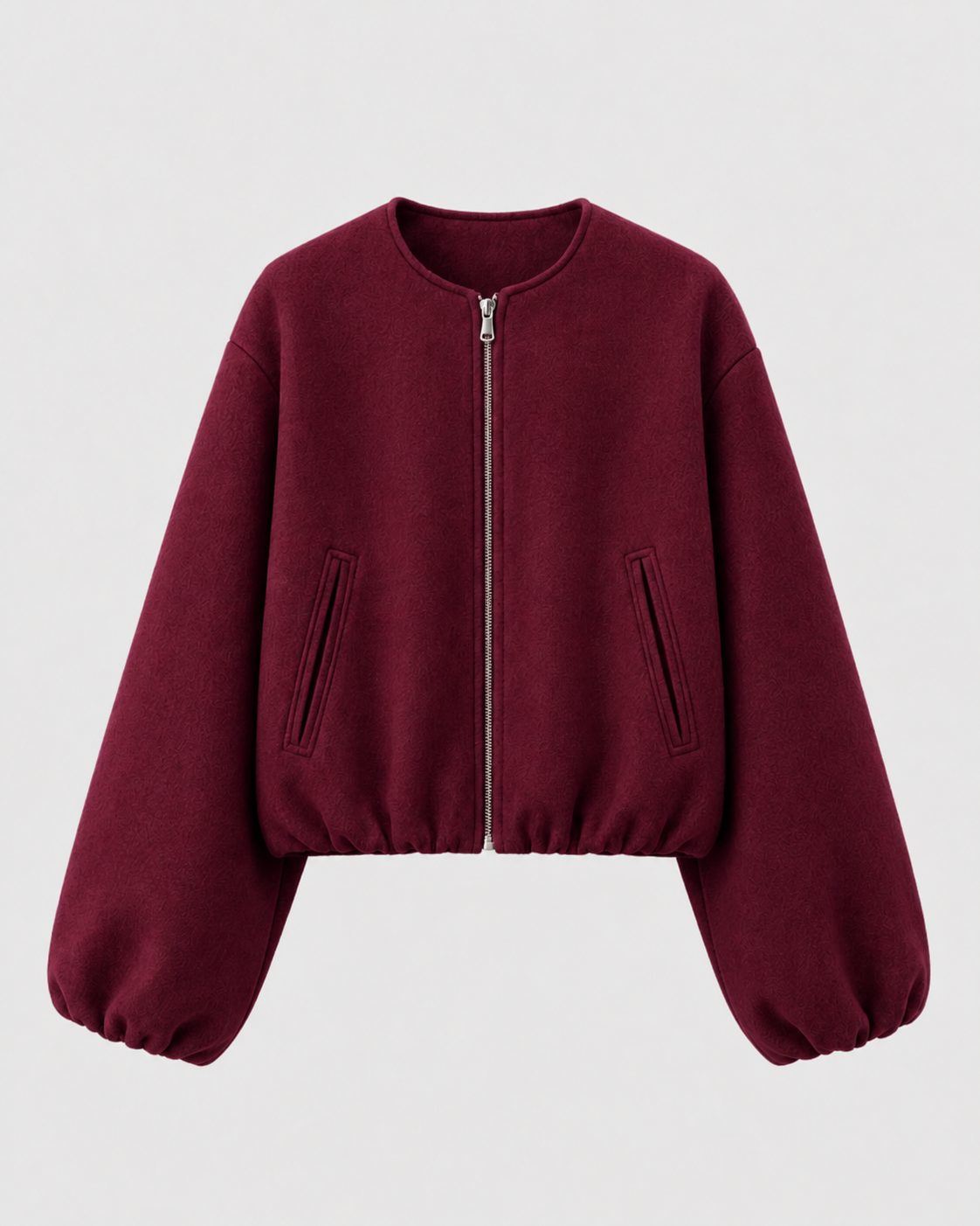 Women's Wool Blend Bomber Jacket - Cropped Winter Jacket
