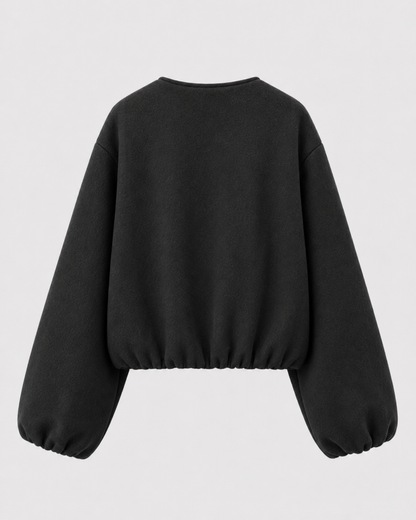 Women's Wool Blend Bomber Jacket - Cropped Winter Jacket