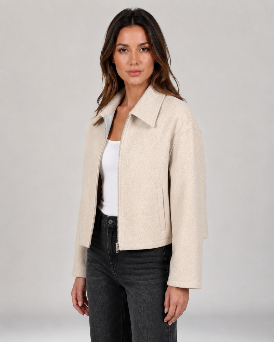 Women's Trench Coat - Hooded Drawstring Waist Zip Jacket
