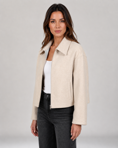 Women's Trench Coat - Hooded Drawstring Waist Zip Jacket