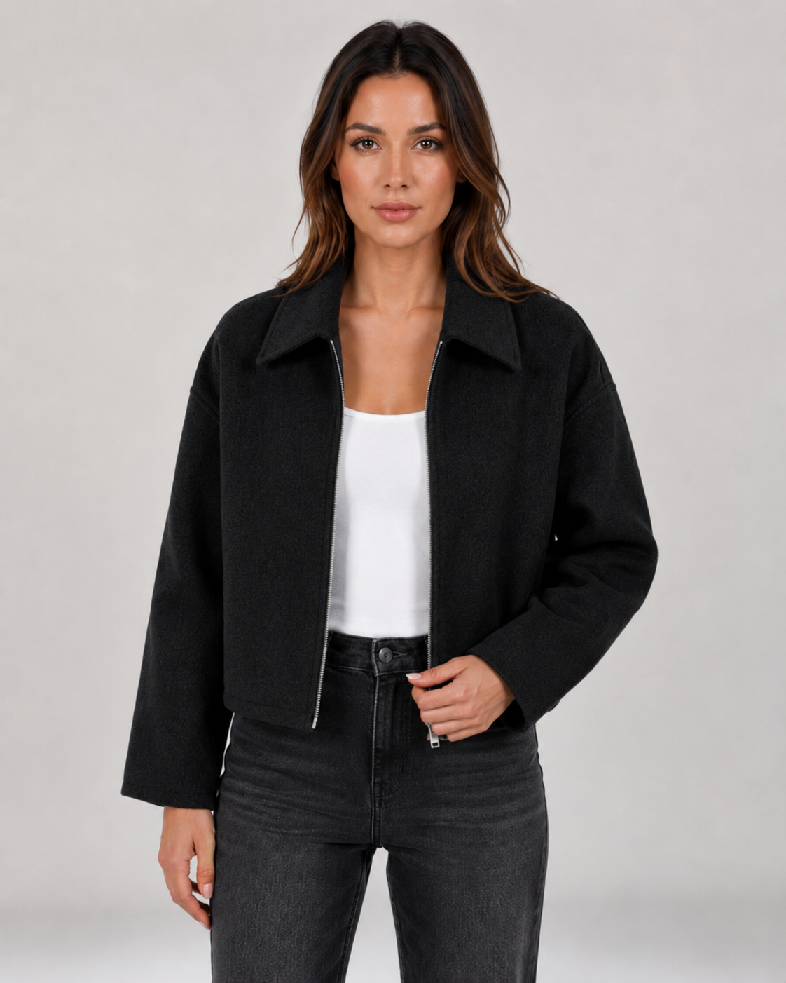 Women's Trench Coat - Hooded Drawstring Waist Zip Jacket