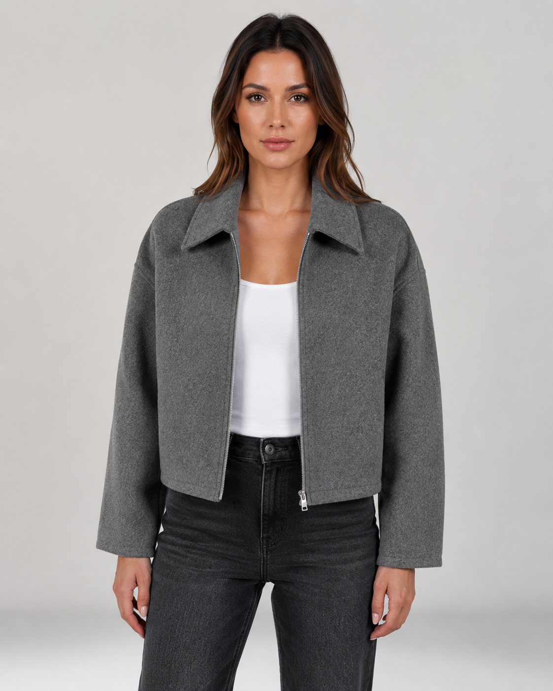 Women's Trench Coat - Hooded Drawstring Waist Zip Jacket