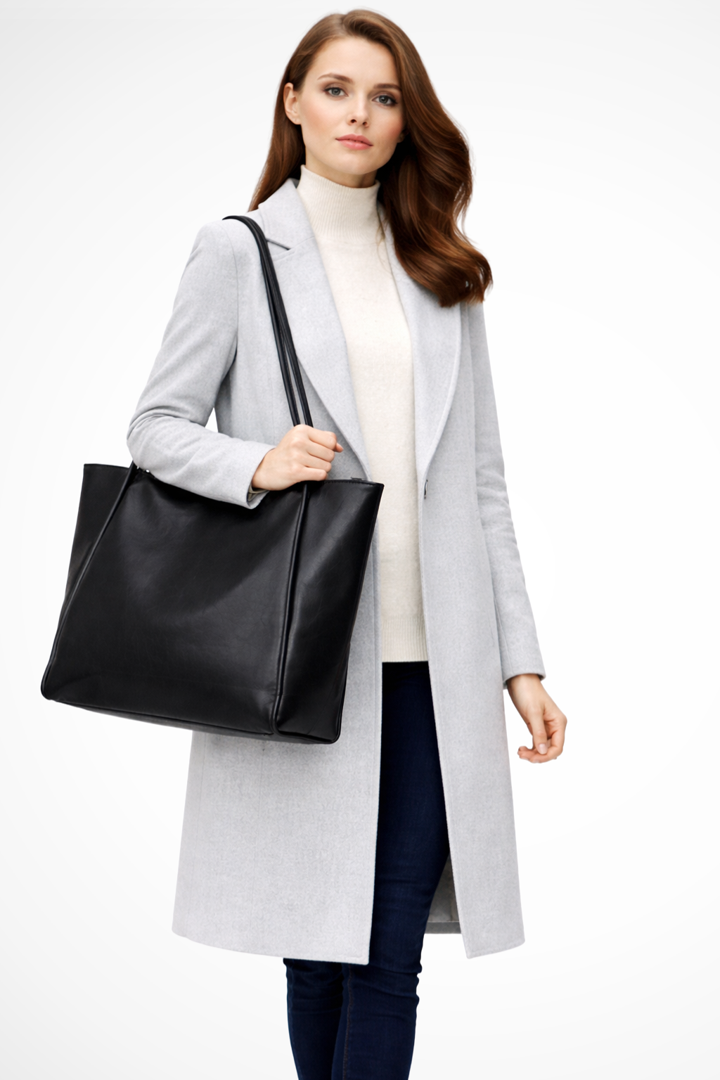 Women's Durable Synthetic Tote Bag | Spacious Structured Black Handbag 0