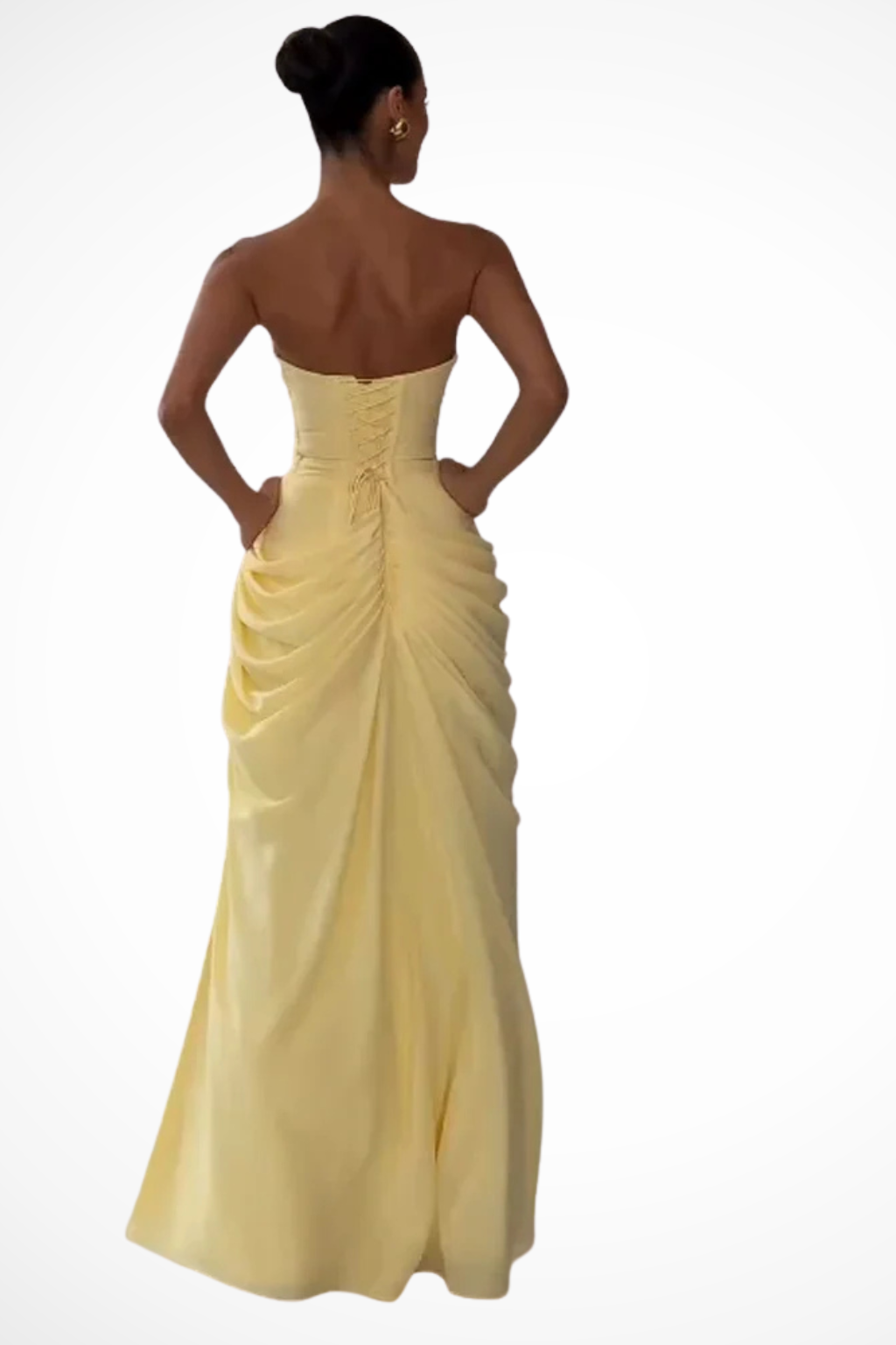 Women's Elegant Draped Maxi Dress | Strapless Summer Formal Gown with High Slit 4