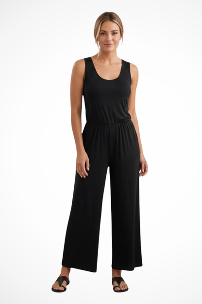 Women's Elegant Fabric Jumpsuit | Sleeveless Wide Leg Design with Pockets 6