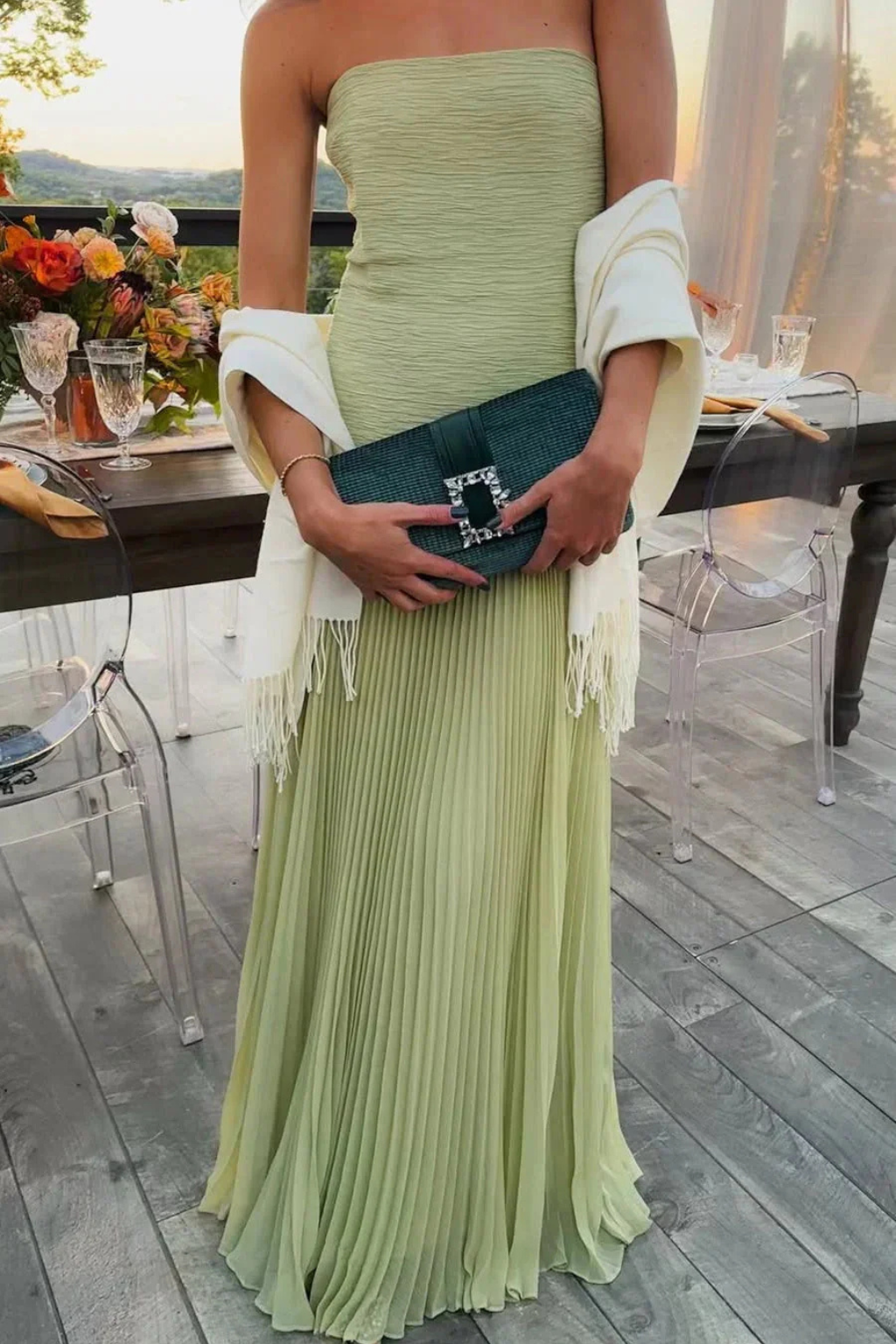 Women's Elegant Pleated Maxi Dress | Strapless Formal Gown for Weddings 5