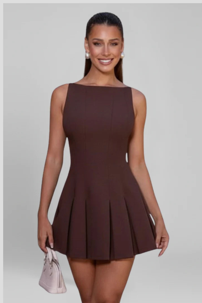 Women's Elegant Pleated Mini Dress | Stylish Sleeveless Cocktail Dress for Formal Occasions 1